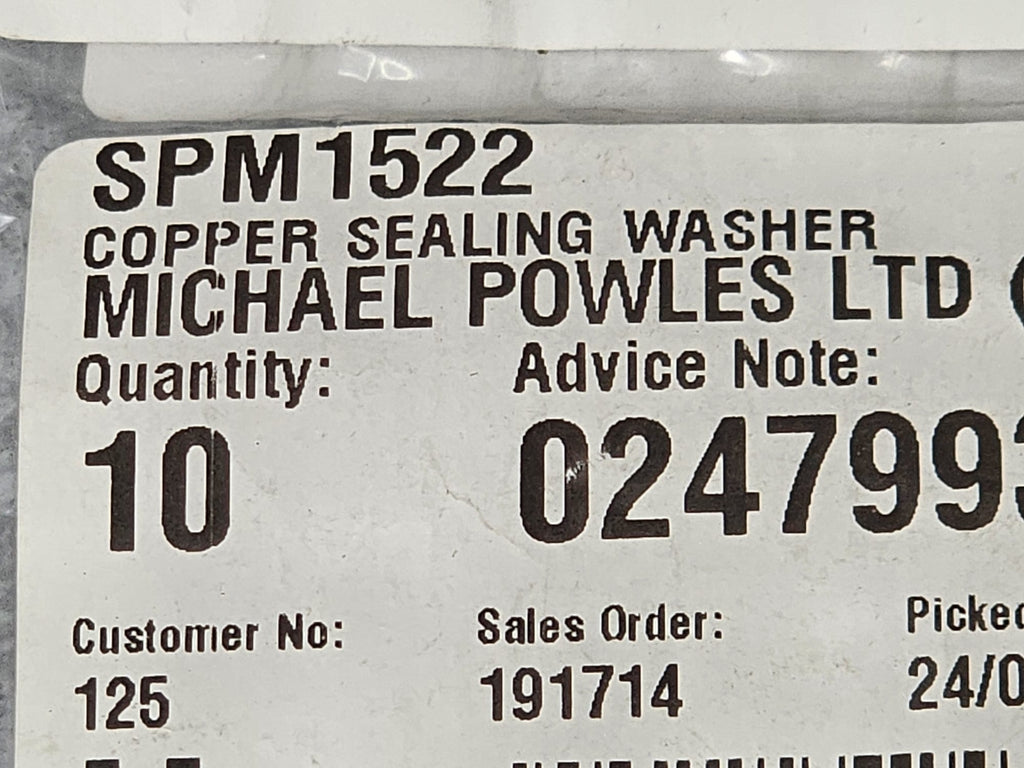 BENTLEY COPPER SEALING WASHER SPM1522