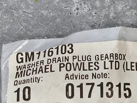 BENTLEY WASHER GEARBOX SUMP DRAIN PLUG GM116103