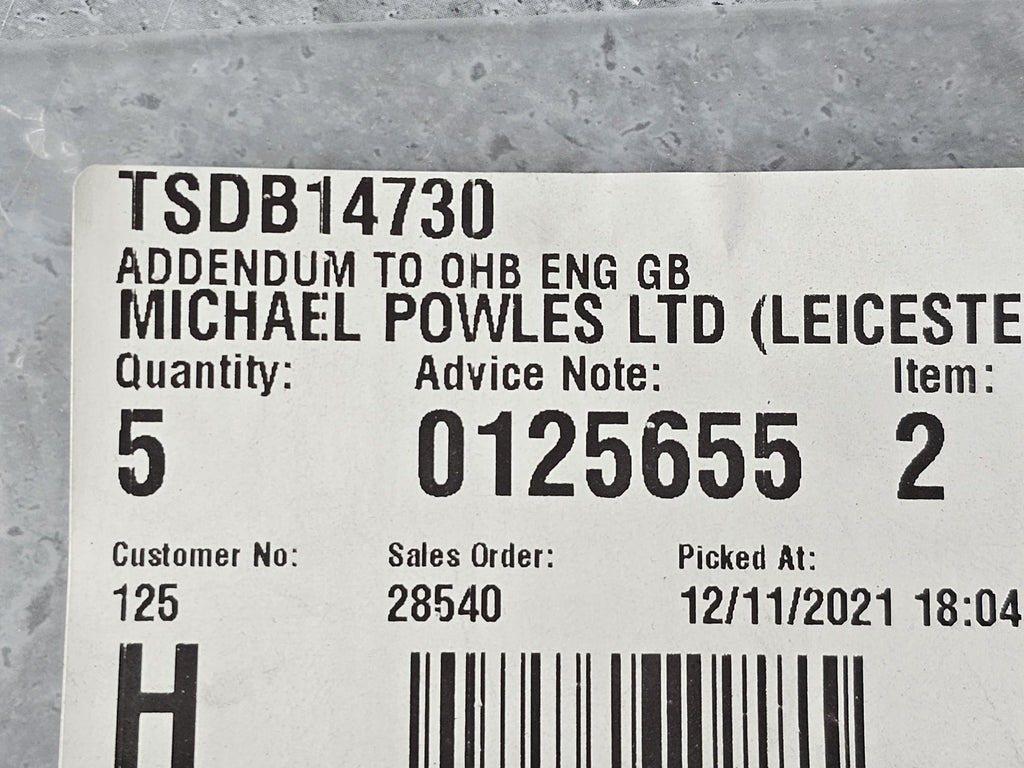 BENTLEY ADDENDUM TO OHB ENG GB TSD814730