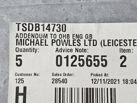 BENTLEY ADDENDUM TO OHB ENG GB TSD814730