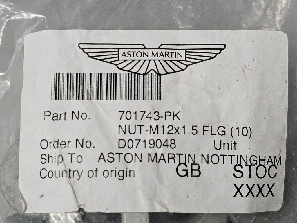 ASTON MARTIN FLANGE NUT 12 X 1.5MM (PACK OF 10) 701743-PK