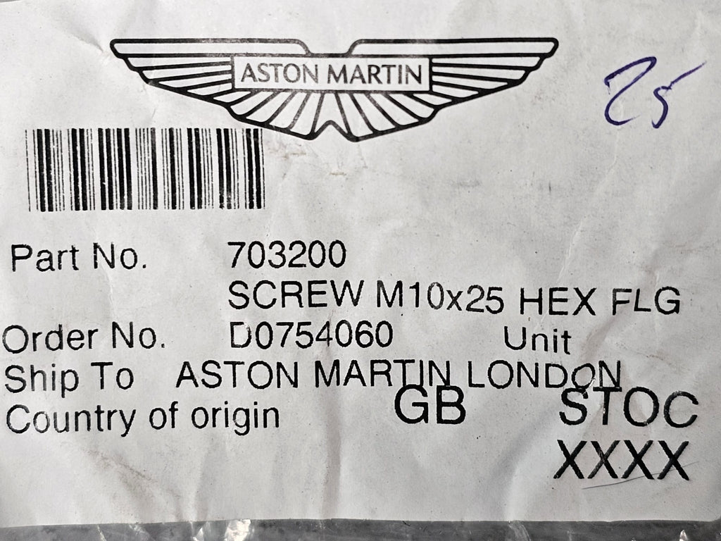 ASTON MARTIN DBS 2007 SCREW M10X25 HEX FLANGE 703200