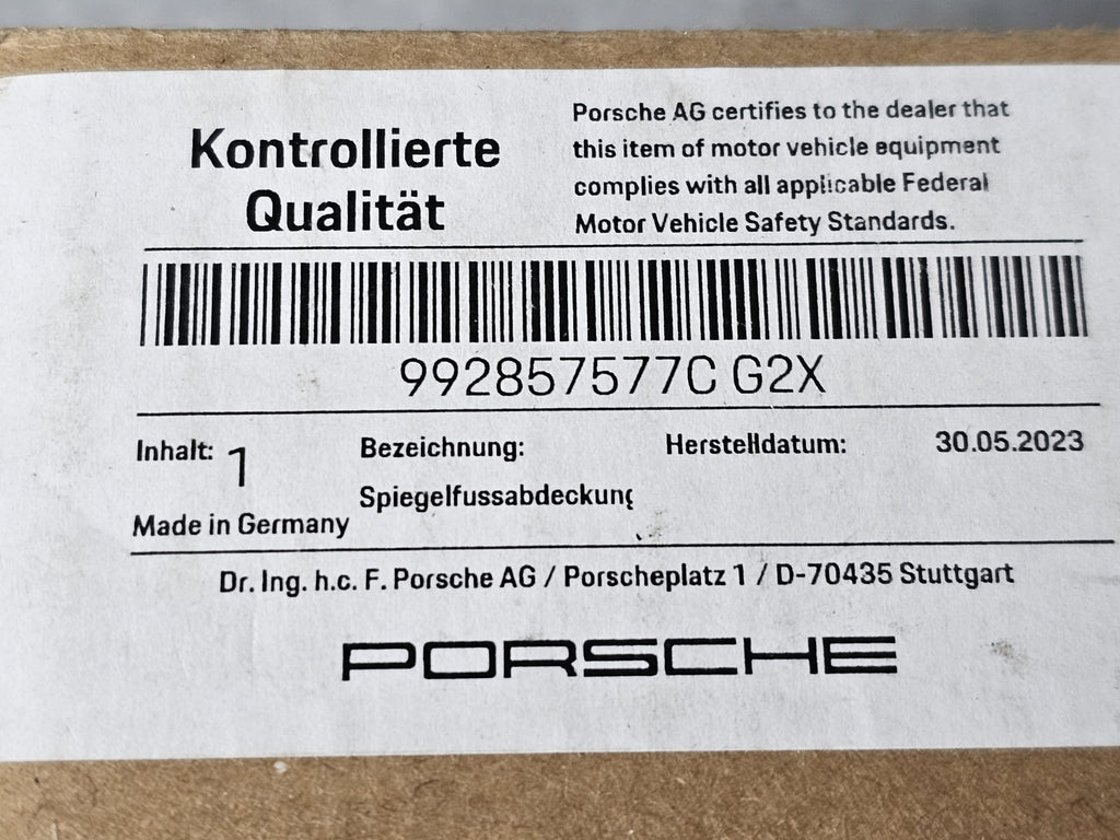 PORSCHE 992 DOOR MIRROR BASE PRIMED 992857577CG2X