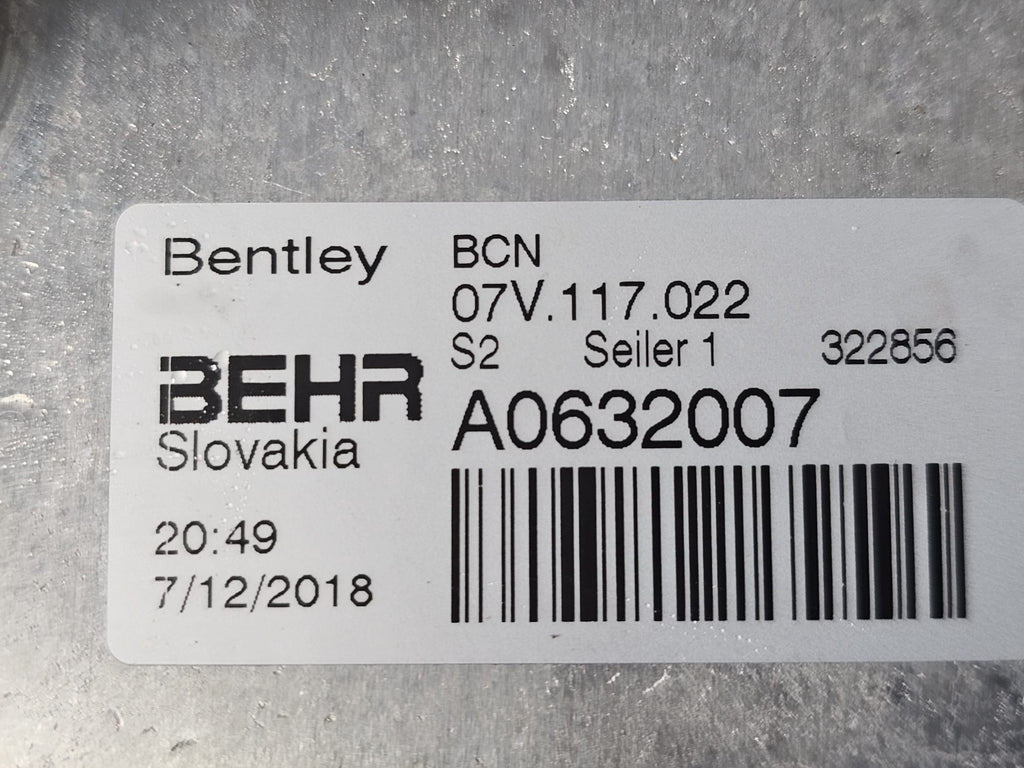 BENTLEY MULSANNE (2010-) OIL COOLER 07V117022