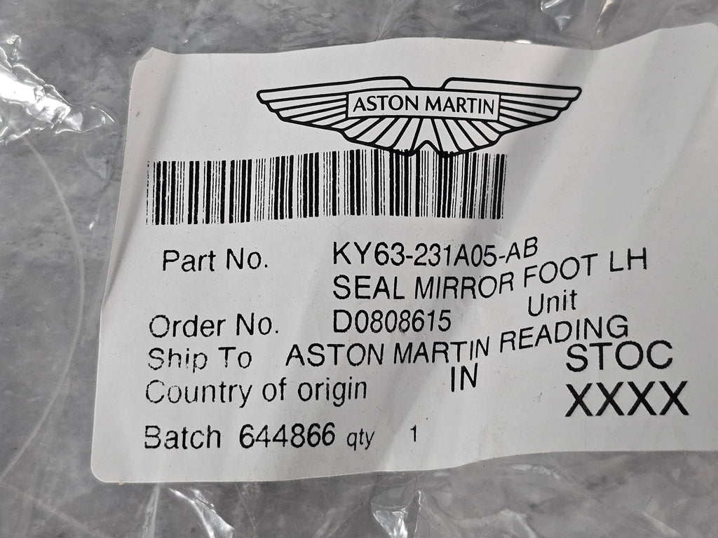 ASTON MARTIN VANTAGE COUPE 2019 LEFT SIDE FOOT MIRROR SEAL KY63-231A05-AB