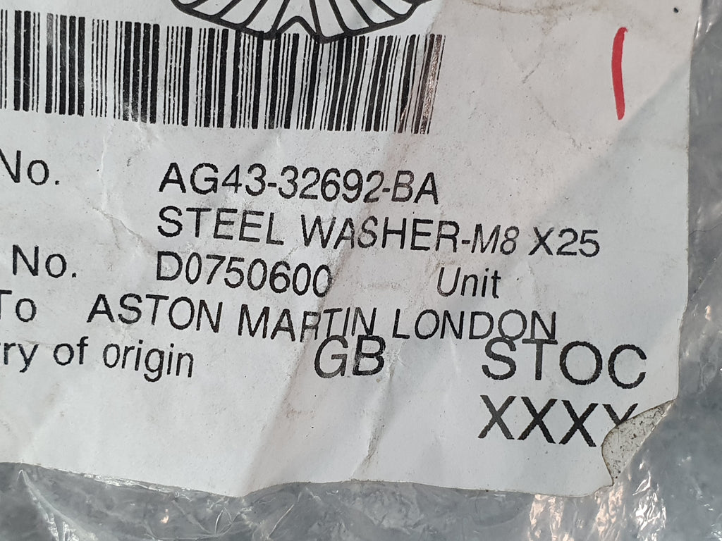ASTON MARTIN M8X25 STEEL WASHER AG43-32692-BA