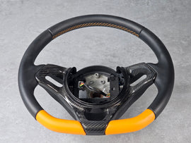 MCLAREN 650S MP4 12C CARBON FIBRE STEERING WHEEL WITH ORANGE LEATHER BASE AND TOP STITCHING 11N3337CP-P1005AW
