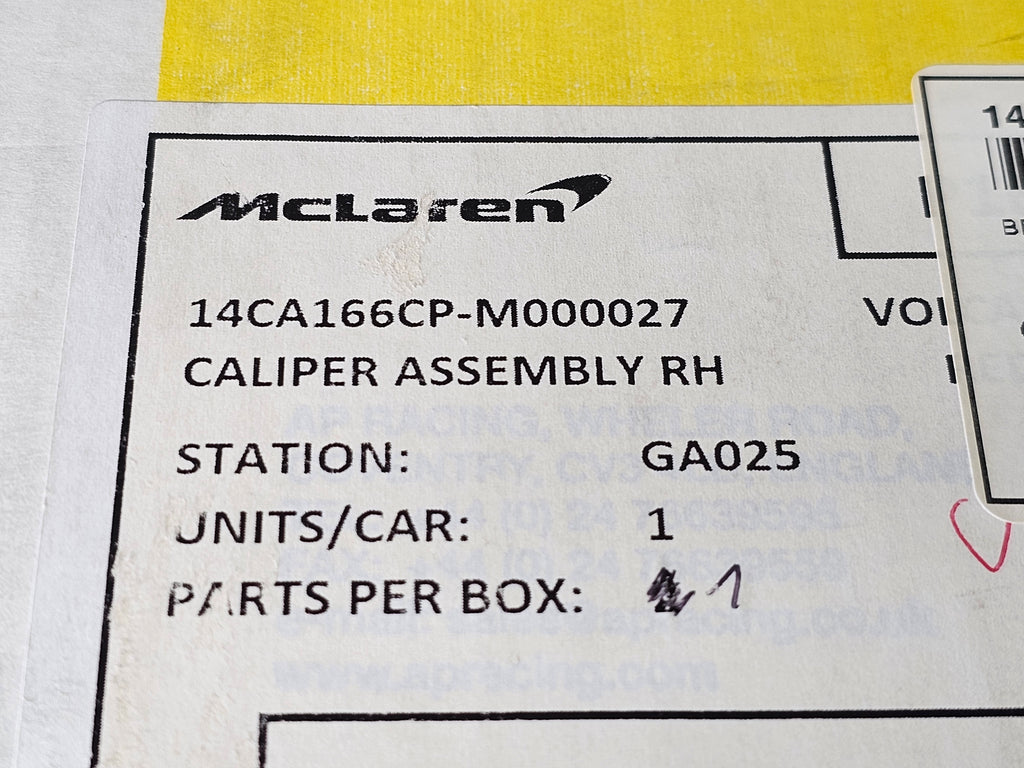 MCLAREN FRONT RIGHT CERAMIC CALIPER 14CA166C.2 (VOLCANIC RED)