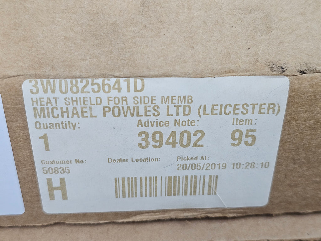 BENTLEY CONTINENTAL HEATSHIELD FOR SIDE MEMBER 3W0825641D