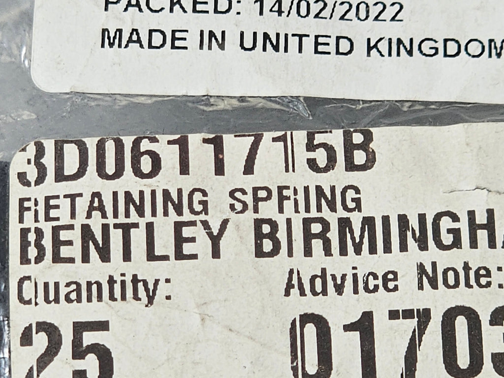 BENTLEY RETAINING SPRING 3D0611715B