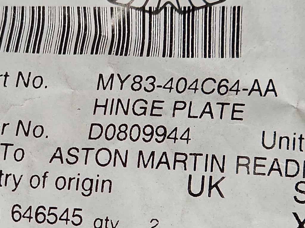 ASTON MARTIN DBX TAILGATE HINGE PLATE MY83-404C64-AA