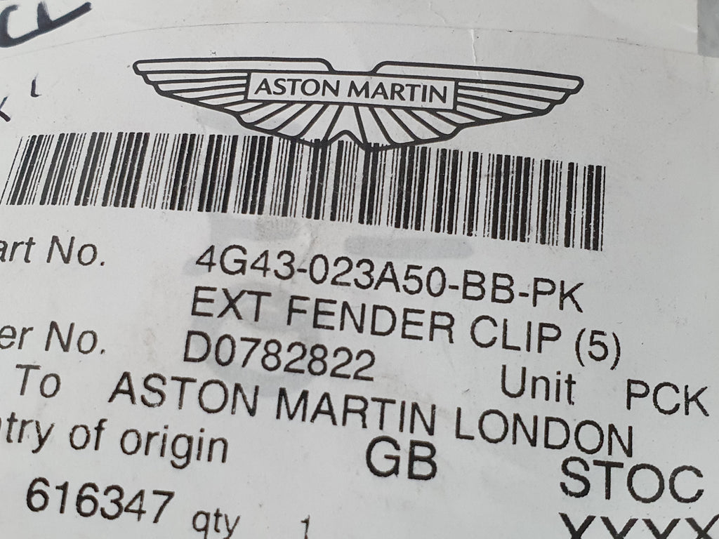 ASTON MARTIN EXTERNAL FENDER CLIPS (PACK OF 5) 4G43-023A50-BB-PK