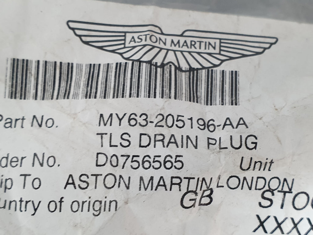 ASTON MARTIN VANTAGE TLS DRAIN PLUG MY63-205196-AB