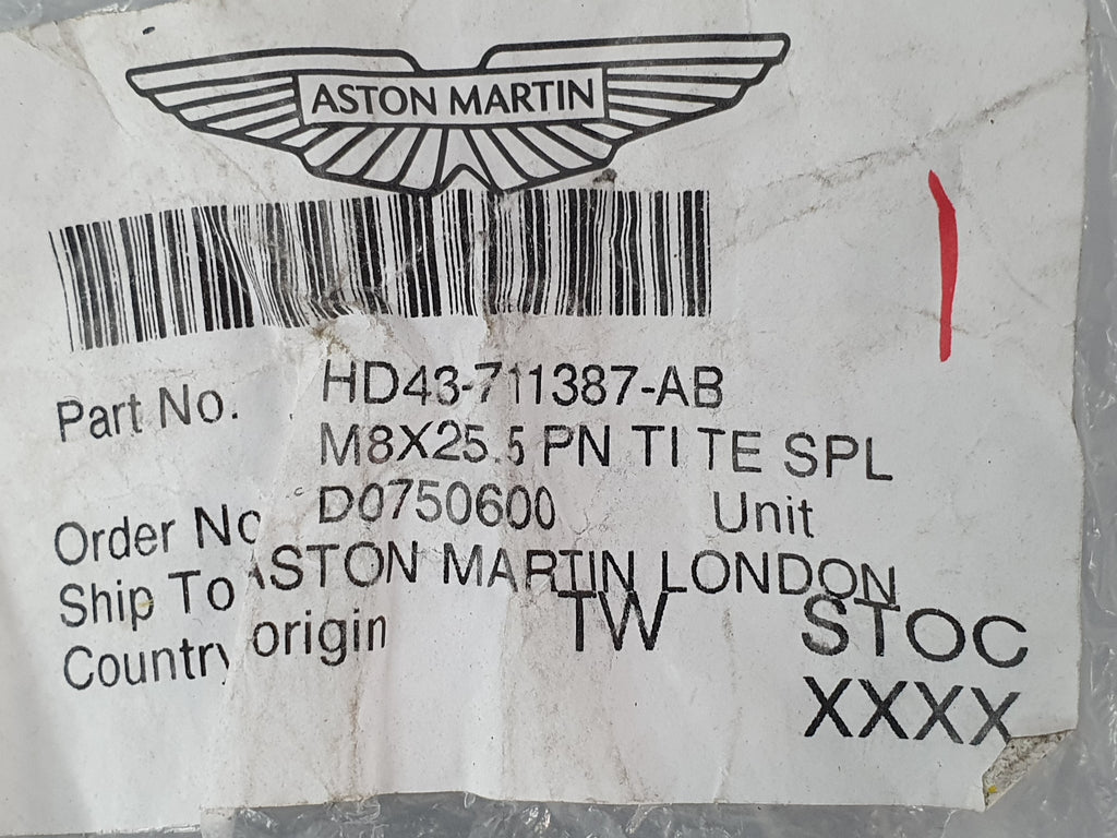 ASTON MARTIN M8X25.5 PN TI TE SPL HD43-711387-AB