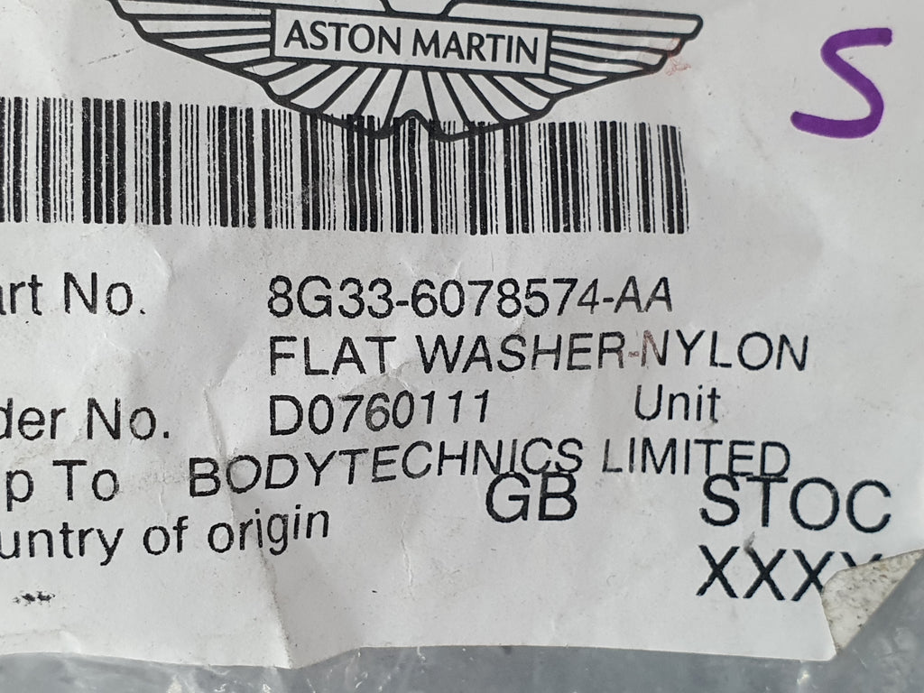 ASTON MARTIN FLAT WASHER, NYLON, 22.2 X 12.9 X 1.5 8G33-6078574-AA