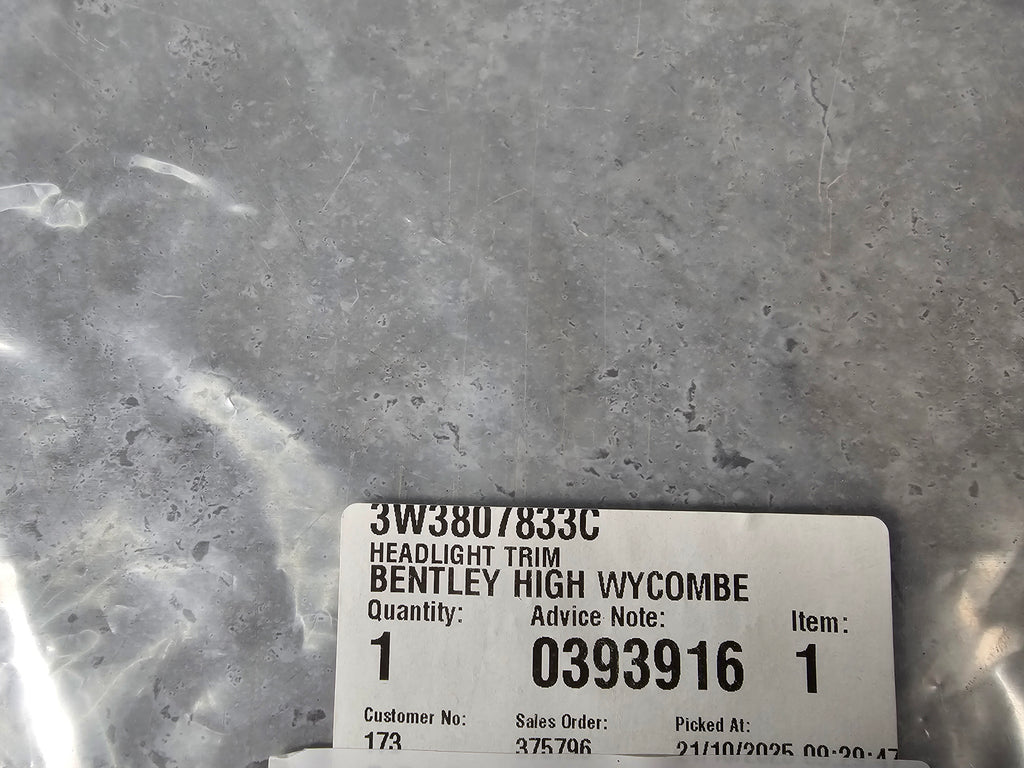 BENTLEY CONTINENTAL 2012-2017 OUTER HEADLIGHT TRIM 3W3807833C