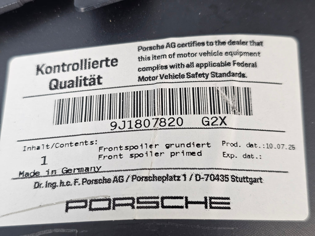PORSCHE TAYCAN FRONT SPOILER RIGHT LOWER TRIM PRIMED 9J1807820 G2X