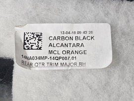 MCLAREN REAR QUARTER TRIM MAJOR RH BLACK ALCANTARA WITH MCLAREN ORANGE STITCHING 14NA034CP