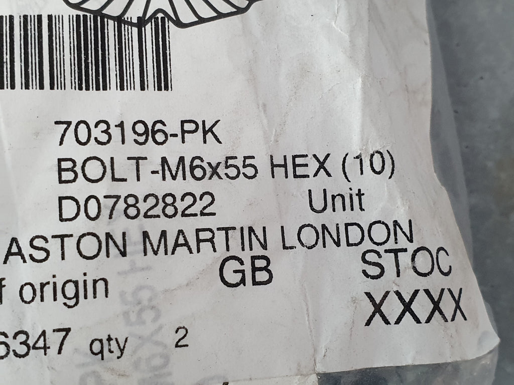 ASTON MARTIN HEX BOLT M6 X 55 (PACK OF 10) 703196-PK