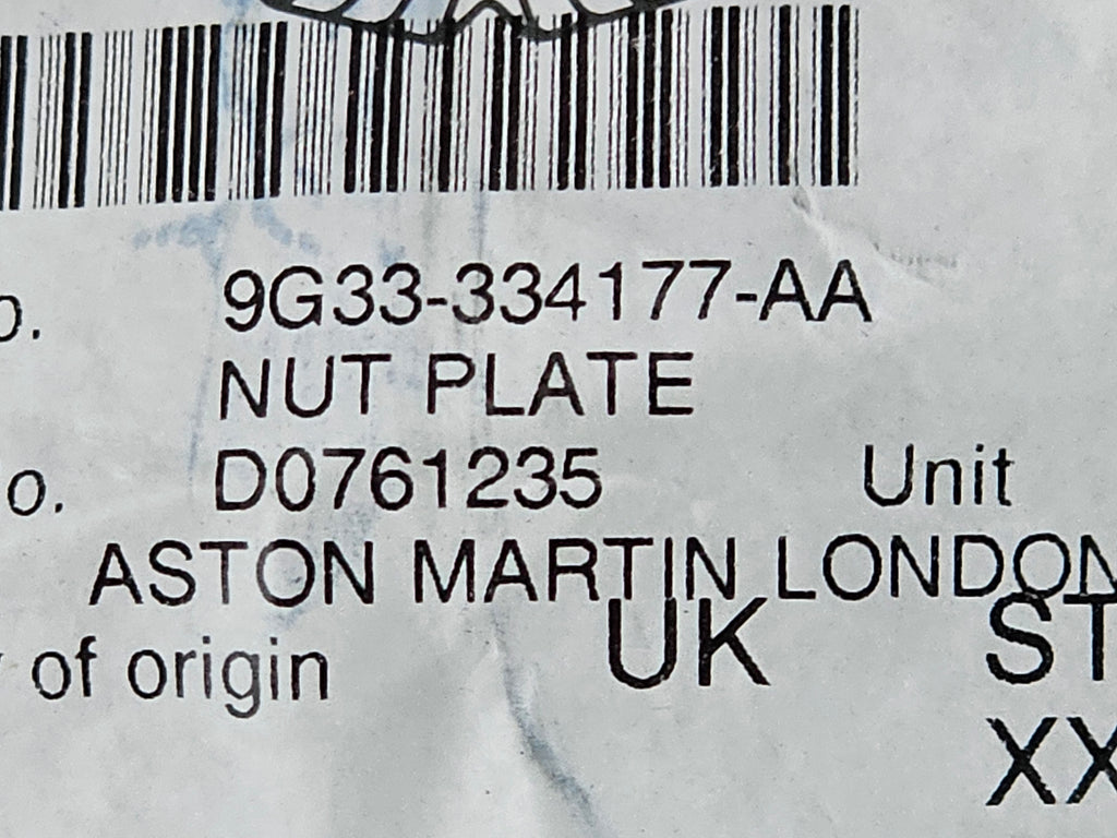 ASTON MARTIN VANQUISH REAR FLOOR SIDE SILL MOUNTING PLATE 9G33-334177-AA