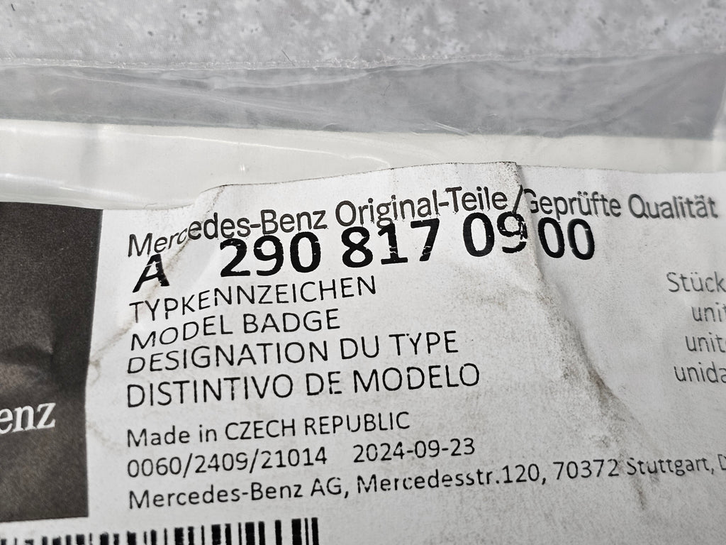 MERCEDES AMG MODEL PLATE A2908170900
