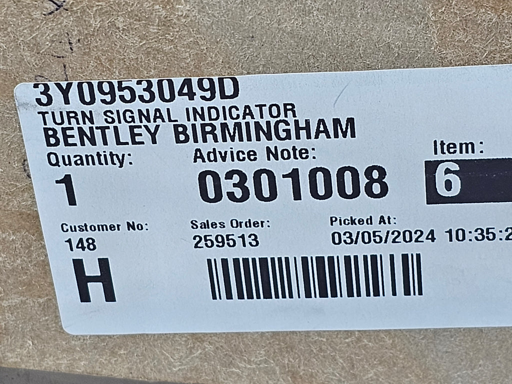BENTLEY MULSANNE  2011+ LEFT TURN SIGNAL INDICATOR 3Y0953049D