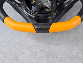 MCLAREN 650S MP4 12C CARBON FIBRE STEERING WHEEL WITH ORANGE LEATHER BASE AND TOP STITCHING 11N3337CP-P1005AW