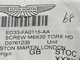 ASTON MARTIN SCREW M6X20 TORX HEAD ED33-FA0115-AA