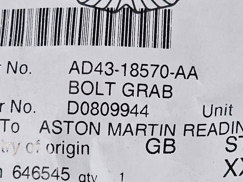 ASTON MARTIN DBX, RAPIDE B PILLAR GRAB HANDLE BOLT AD43-18570-AA