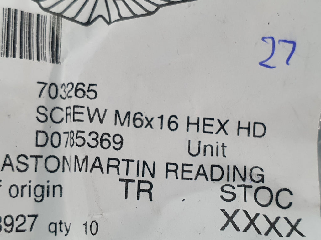 ASTON MARTIN HEX HEAD SCREW M6X16 703265