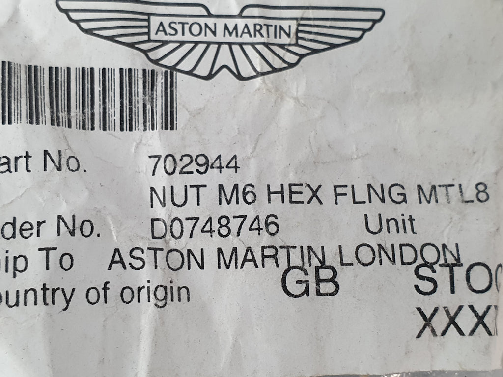 ASTON MARTIN NUT M6 HEX FLNG MTL8 702944