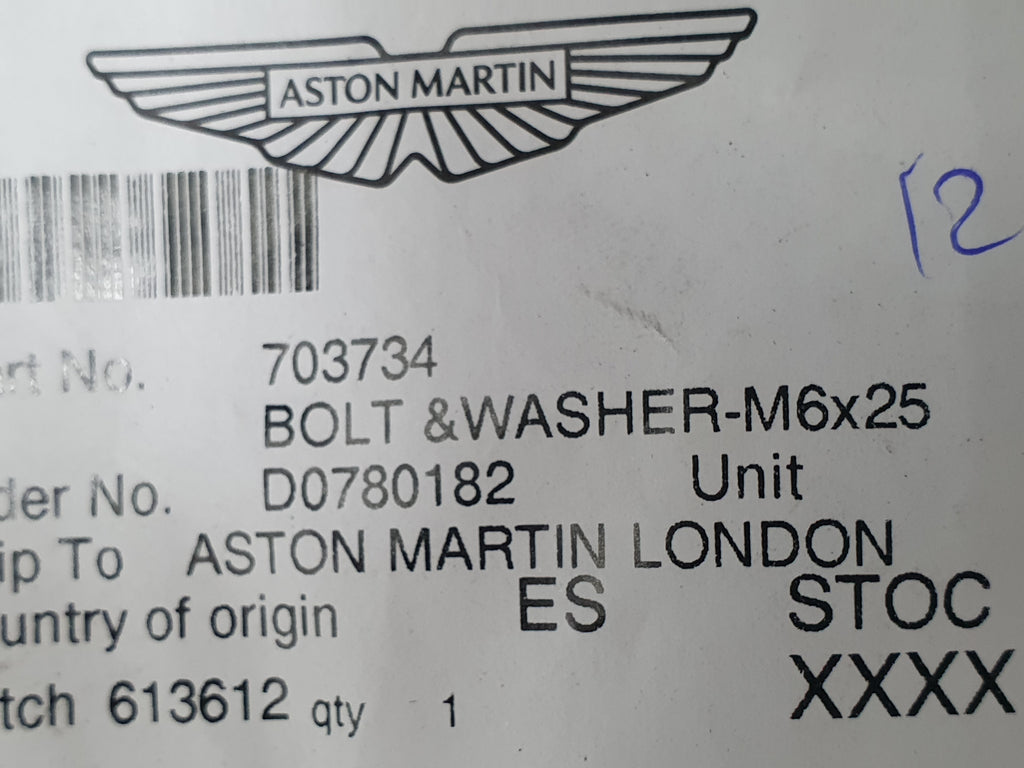 ASTON MARTIN BOLT & WASHER-M6X25 703734