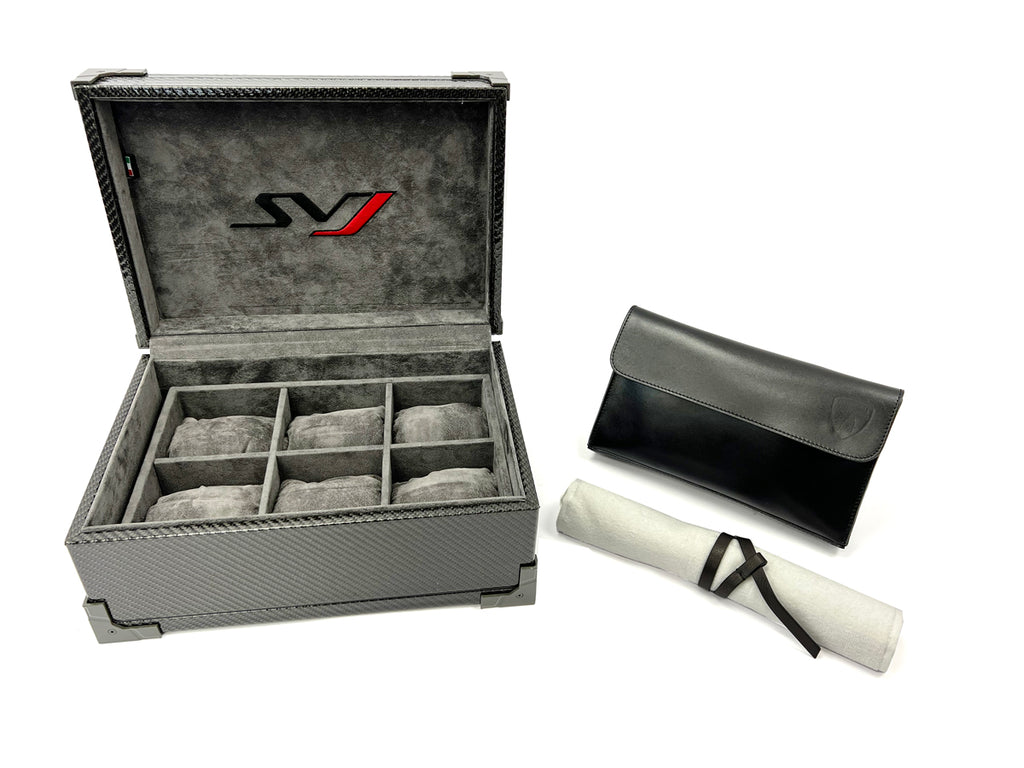 GENUINE LAMBORGHIN SVJ EDITION CARBON WATCH BOX/ CASE INC AFTERCARE PACK
