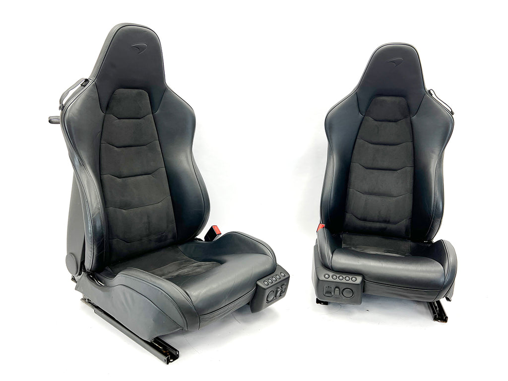 GENUINE MCLAREN 675LT/ 650S ELECTRIC COMFORT SEATS IN BLACK ALCANTARA & LEATHER
