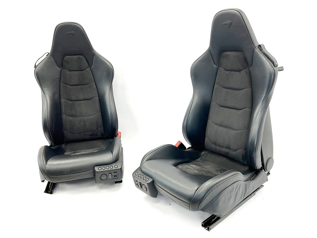 GENUINE MCLAREN 675LT/ 650S ELECTRIC COMFORT SEATS IN BLACK ALCANTARA & LEATHER