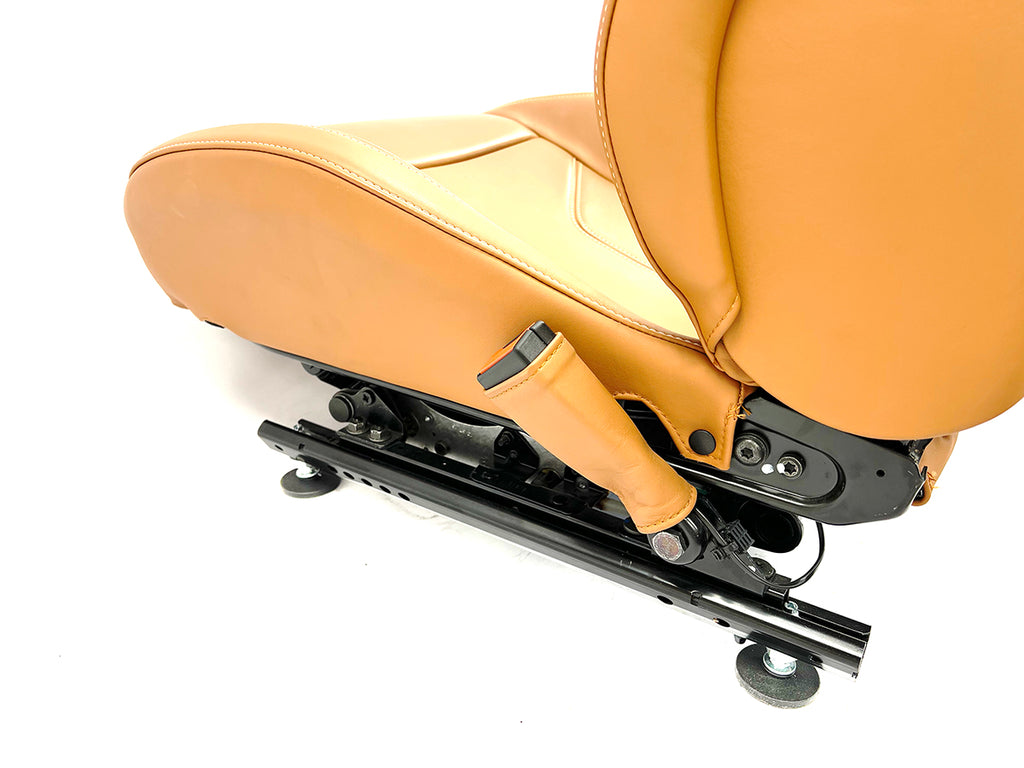 FERRARI F12 FRONT RIGHT COMFORT SEAT IN TAN LEATHER WITH WHITE STITCHING