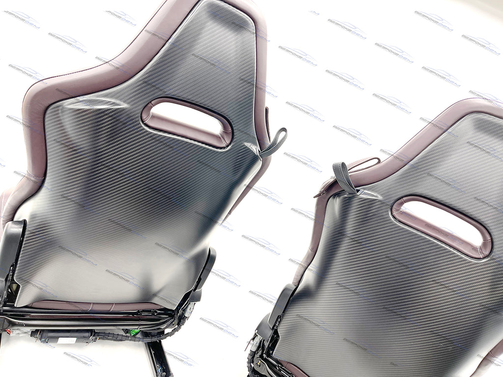 MCLAREN 720S MSO LUXURY CARBON BACKS COMFORT SEATS IN BURGUNDY LEATHER