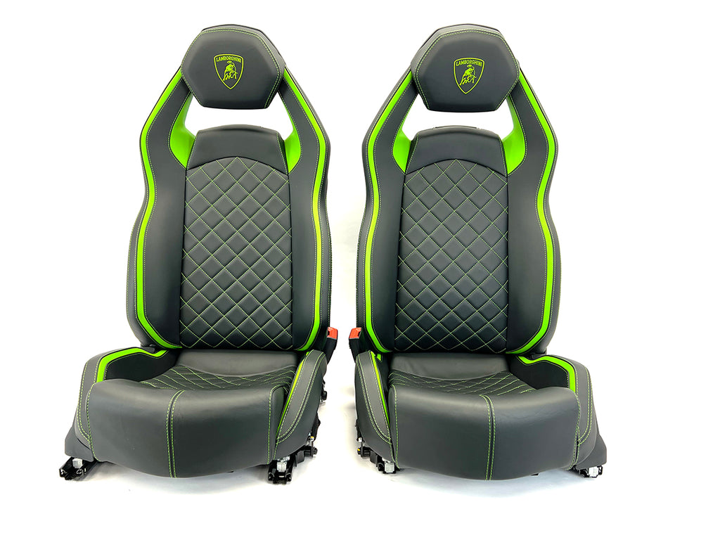 LAMBORGHINI AVENTADOR S AD-PERSONAN BLACK/ VERDE FEAUNS "GREEN" ACCENTS COMFORT SEATS