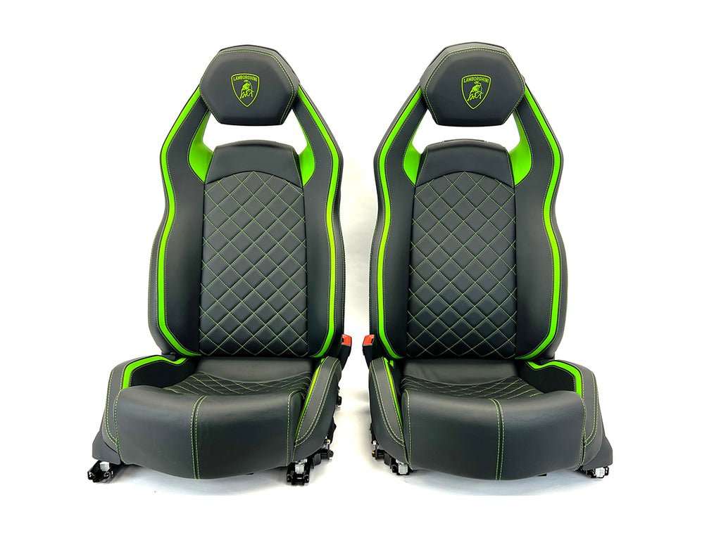 LAMBORGHINI AVENTADOR S AD-PERSONAN BLACK/ VERDE FEAUNS "GREEN" ACCENTS COMFORT SEATS