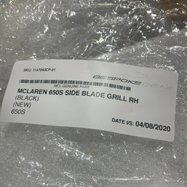 MCLAREN 650S SIDE BLADE GRILL RH 11A7043CP.01