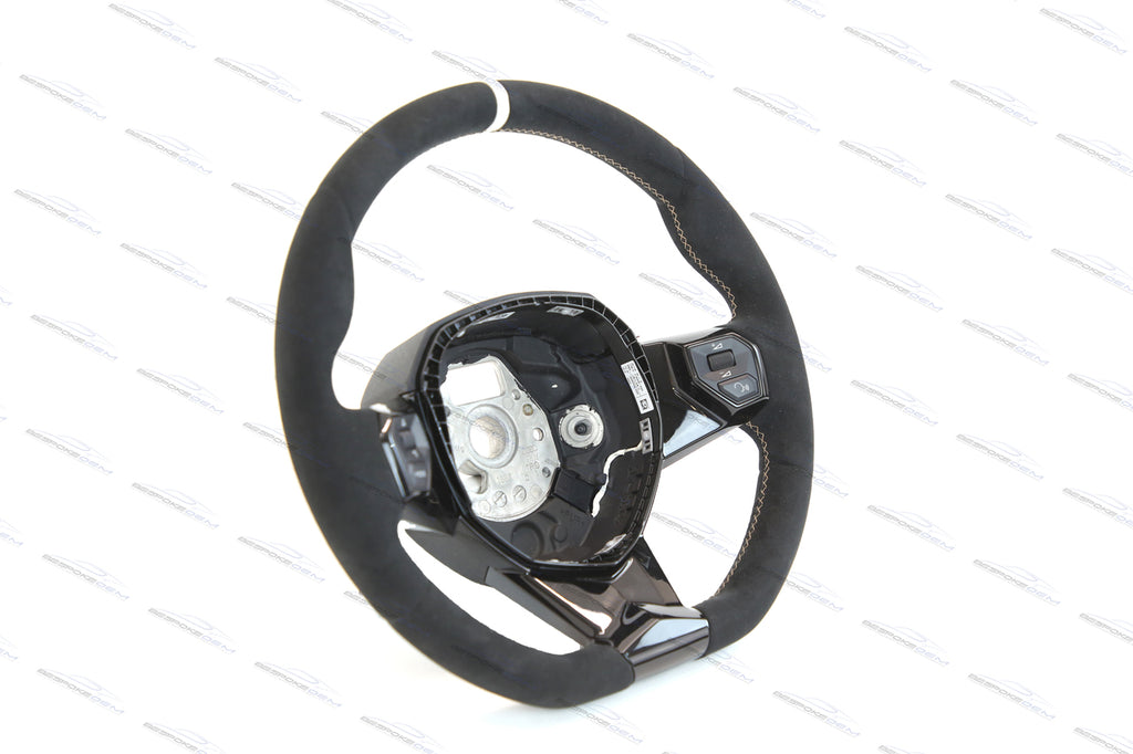 LAMBORGHINI AVENTADOR SVJ ALCANTARA STEERING WHEEL - BLACK/GOLD 470419091A