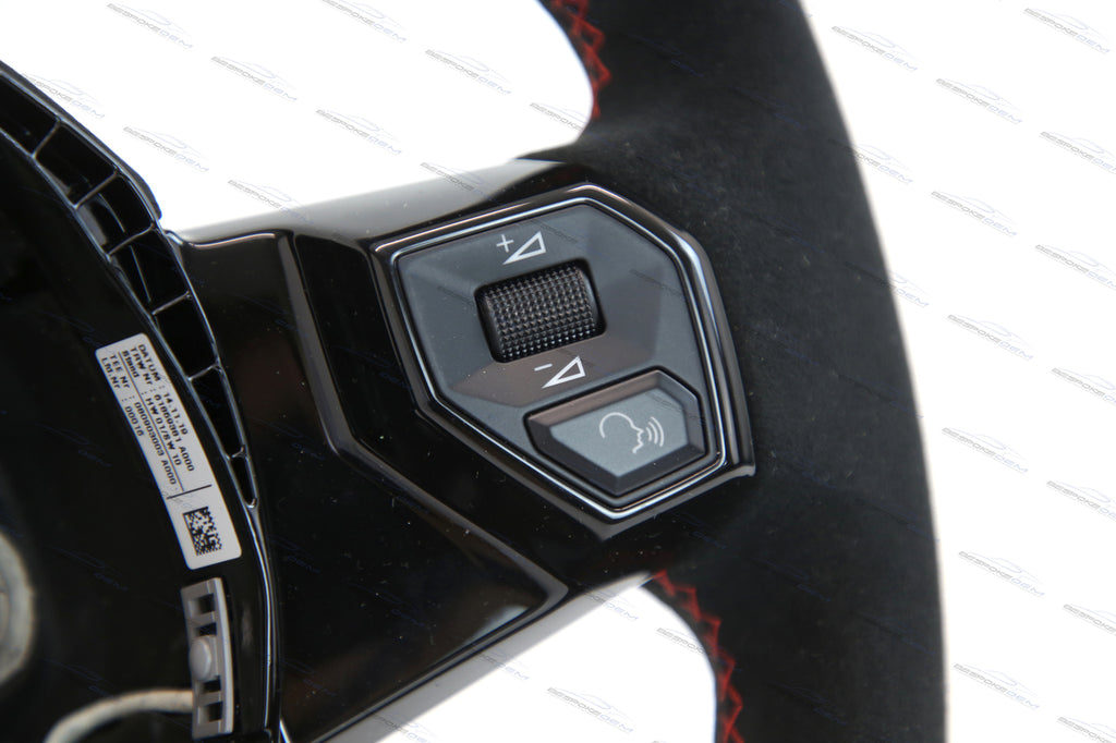 LAMBORGHINI AVENTADOR SVJ ALCANTARA STEERING WHEEL - BLACK/ RED 470419091R